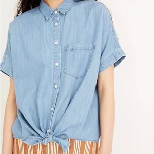 Madewell Denim Short-Sleeve Tie-Front Shirt